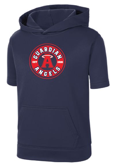 YOUTH Sport Tek Short Sleeve Hoodie-Spiritwear, Navy (YST251)